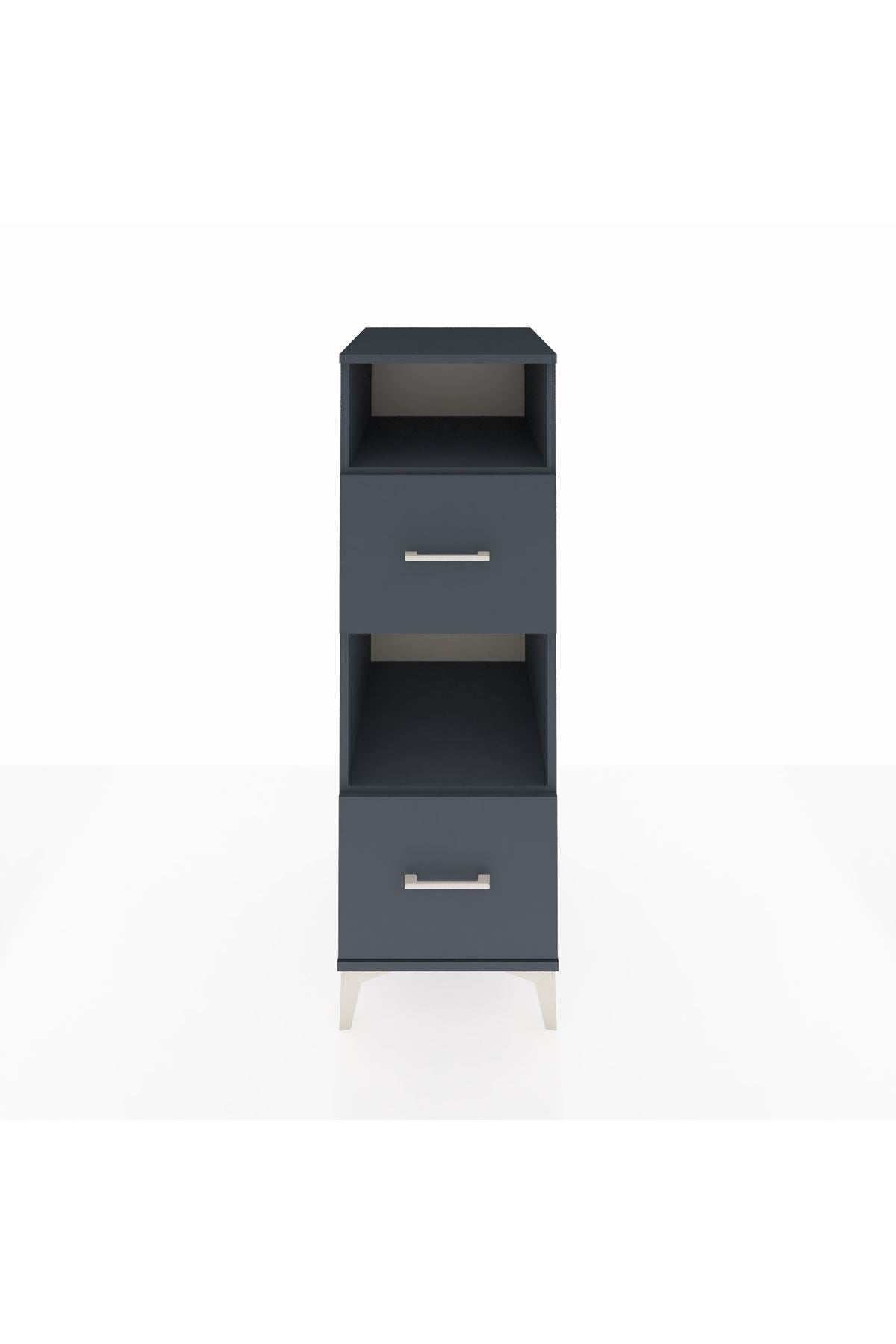 Kronos Dolap 2 Raflı 2 Çekmeceli 44x59x134 Antrasit-Antrasit