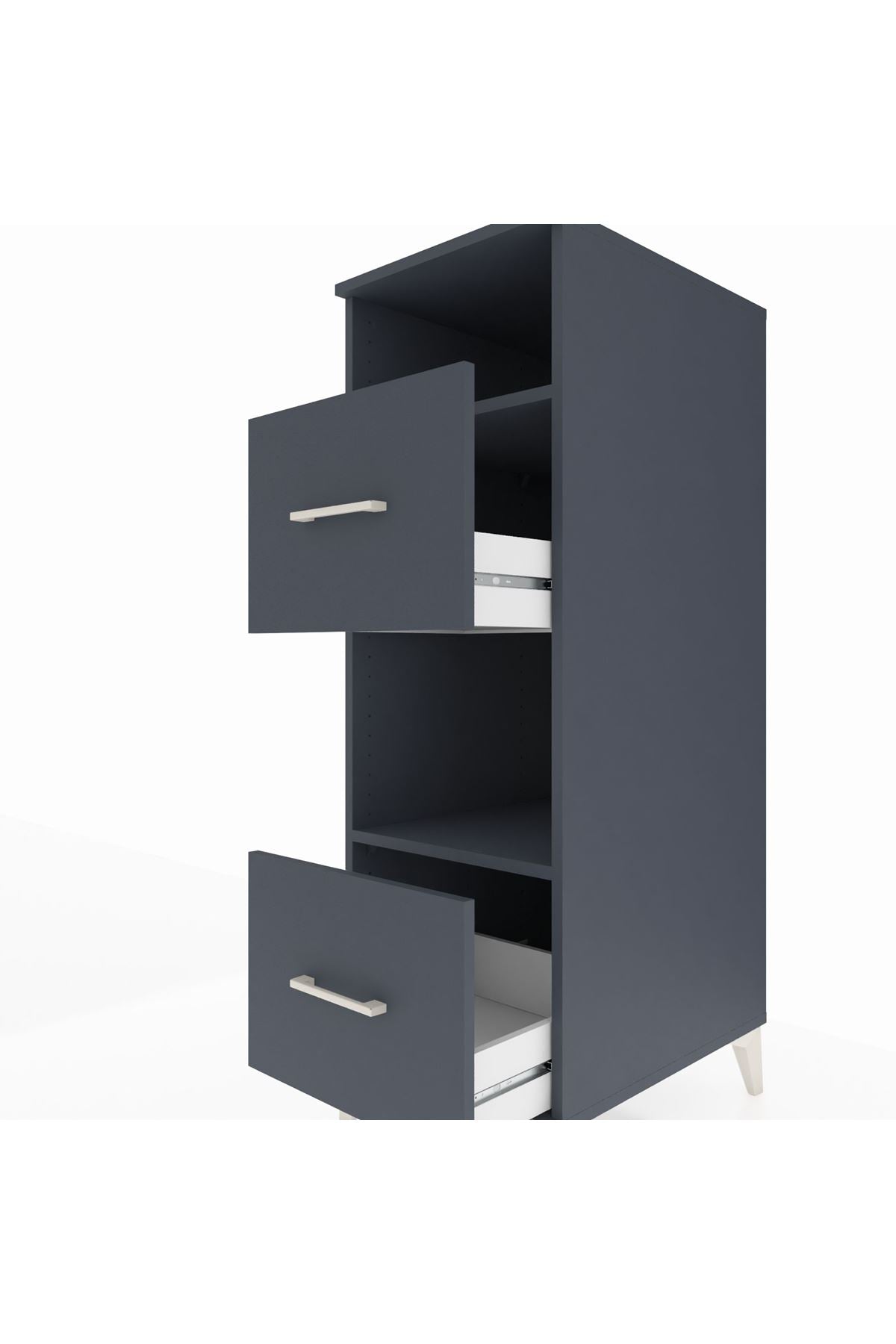 Kronos Dolap 2 Raflı 2 Çekmeceli 44x59x134 Antrasit-Antrasit