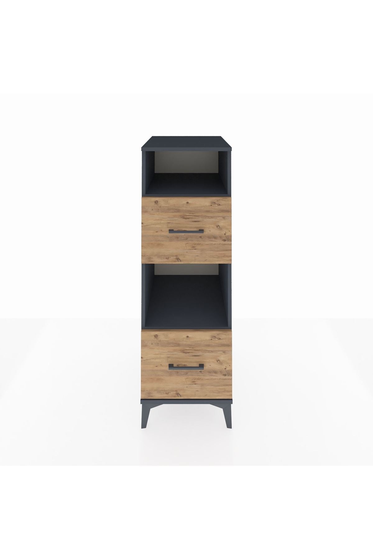 Kronos Dolap 2 Raflı 2 Çekmeceli 44x59x134 Antrasit-Çam