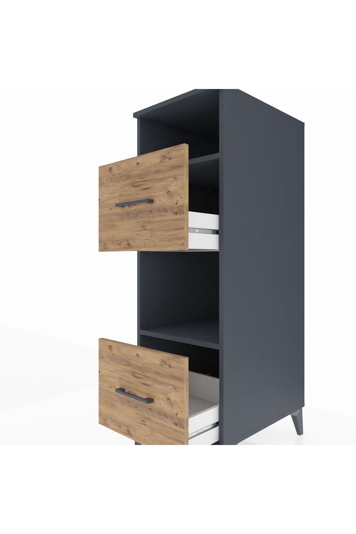 Kronos Dolap 2 Raflı 2 Çekmeceli 44x59x134 Antrasit-Çam