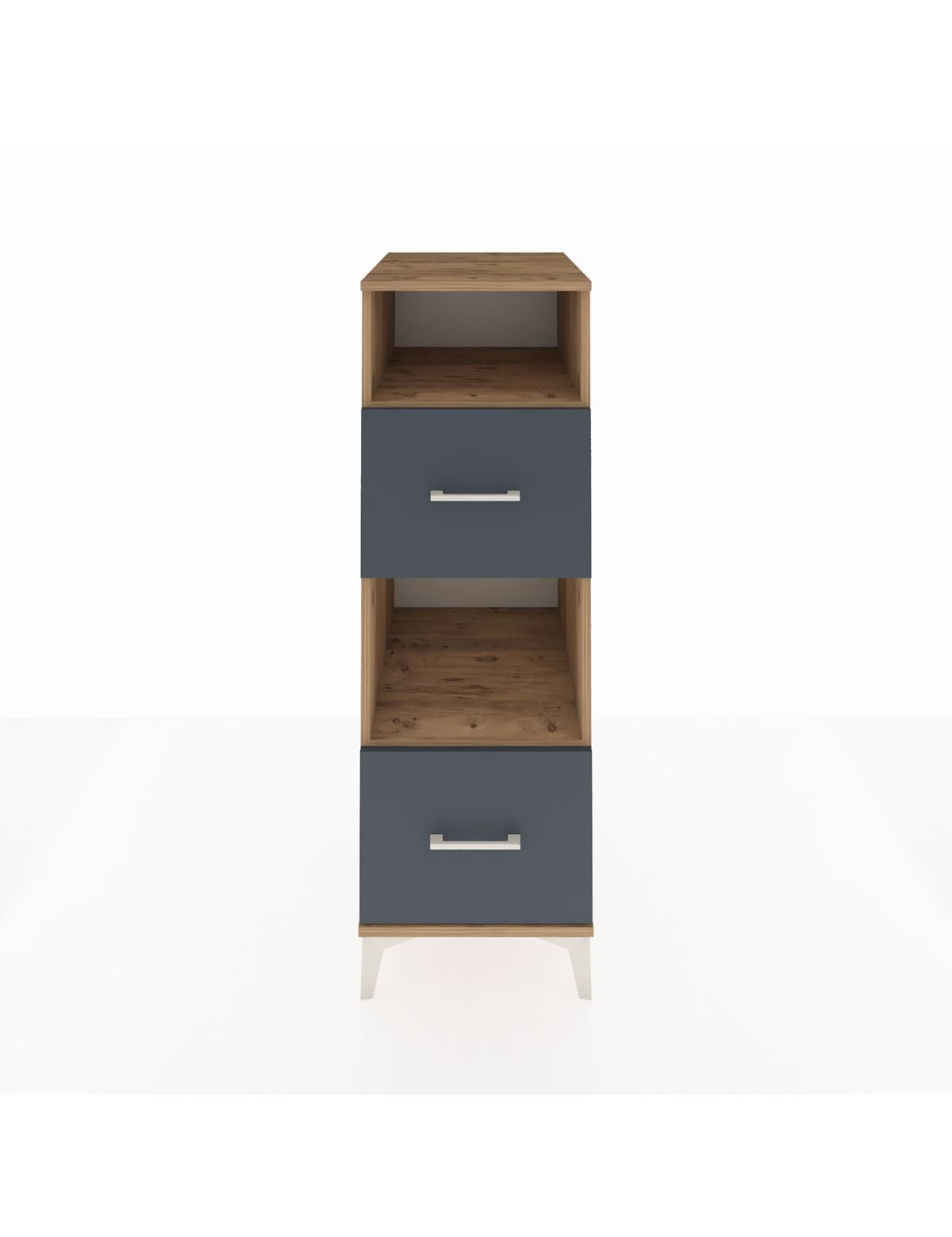 Kronos Dolap 2 Raflı 2 Çekmeceli 44x59x134 Çam-Antrasit