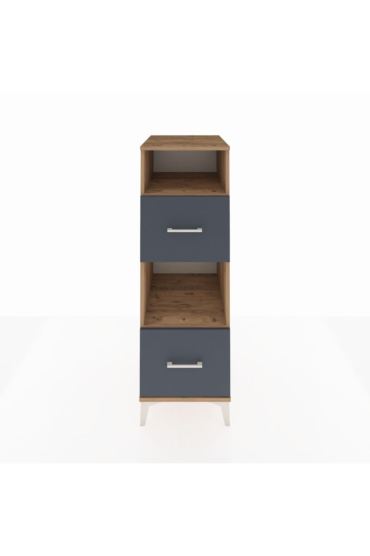 Kronos Dolap 2 Raflı 2 Çekmeceli 44x59x134 Çam-Antrasit