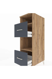 Kronos Dolap 2 Raflı 2 Çekmeceli 44x59x134 Çam-Antrasit