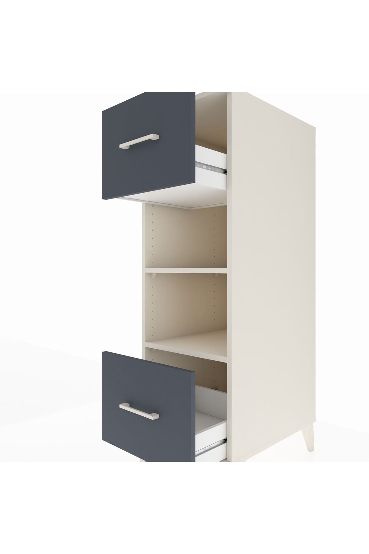 Kronos Dolap 2 Raflı 2 Çekmeceli 44x59x134 Aytaşı-Antrasit