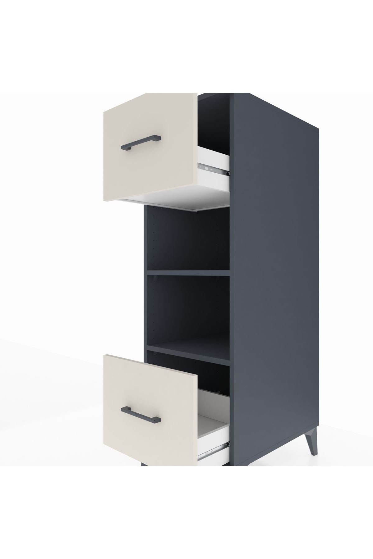 Kronos Dolap 2 Raflı 2 Çekmeceli 44x59x134 Antrasit-Aytaşı