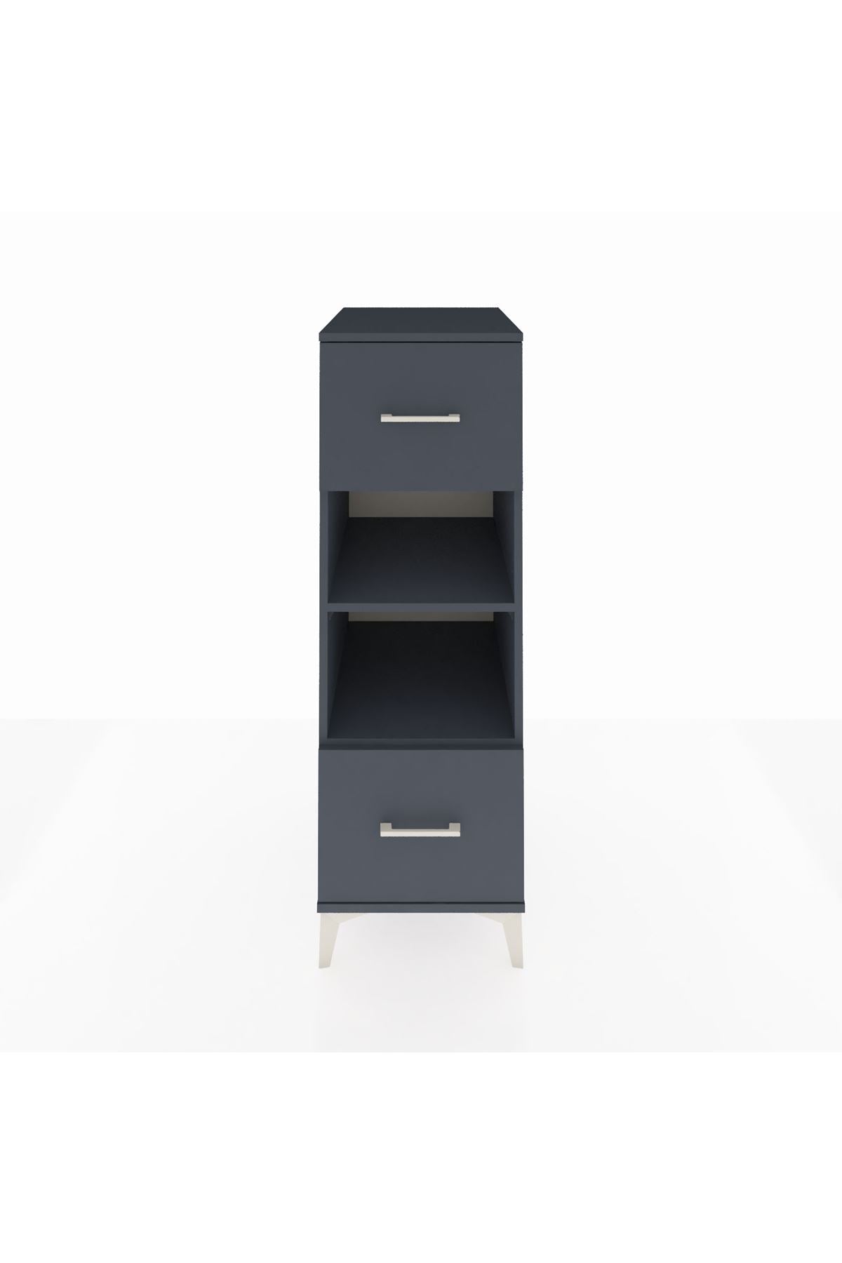 Kronos Dolap 2 Raflı 2 Çekmeceli 44x59x134 Antrasit-Antrasit