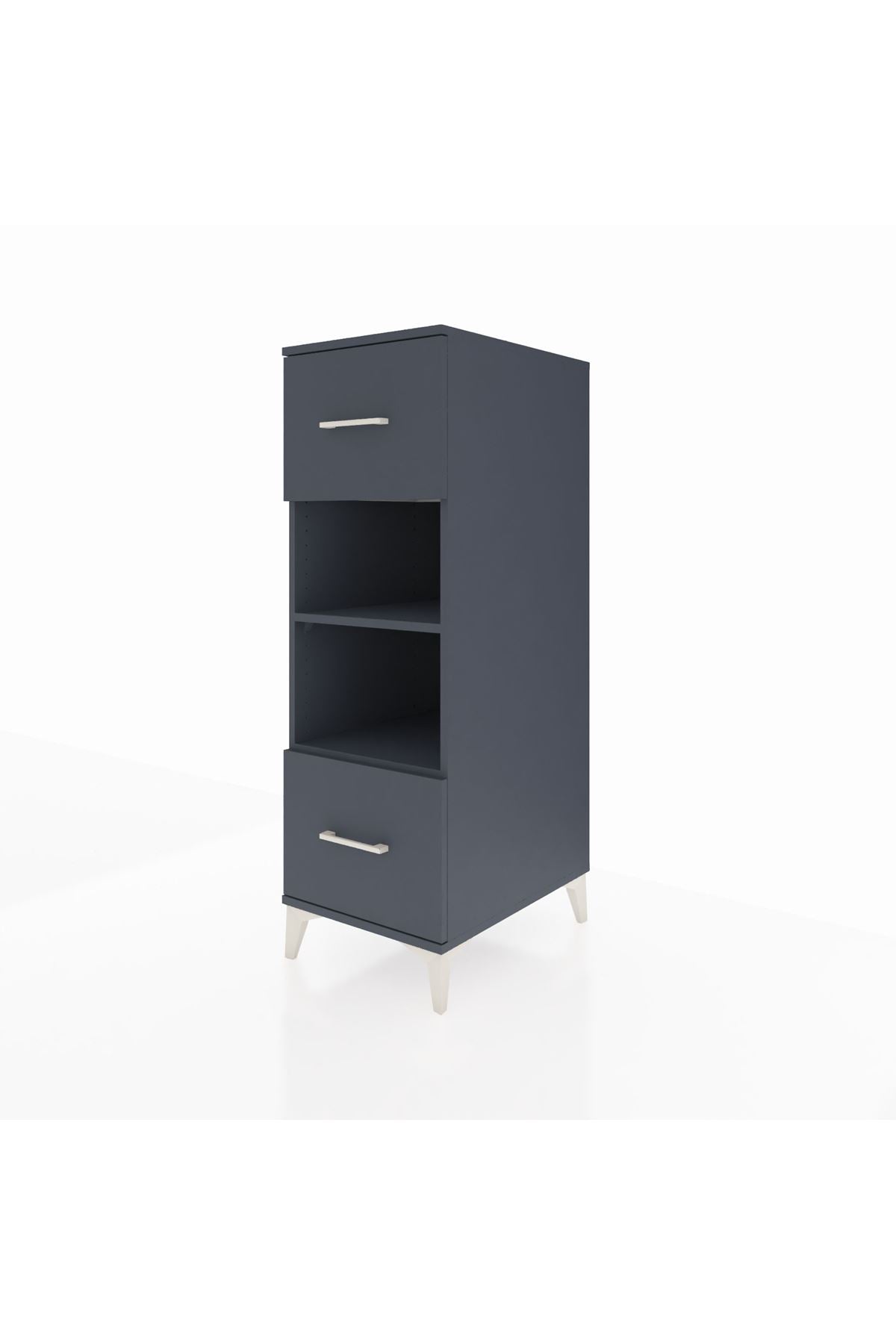 Kronos Dolap 2 Raflı 2 Çekmeceli 44x59x134 Antrasit-Antrasit