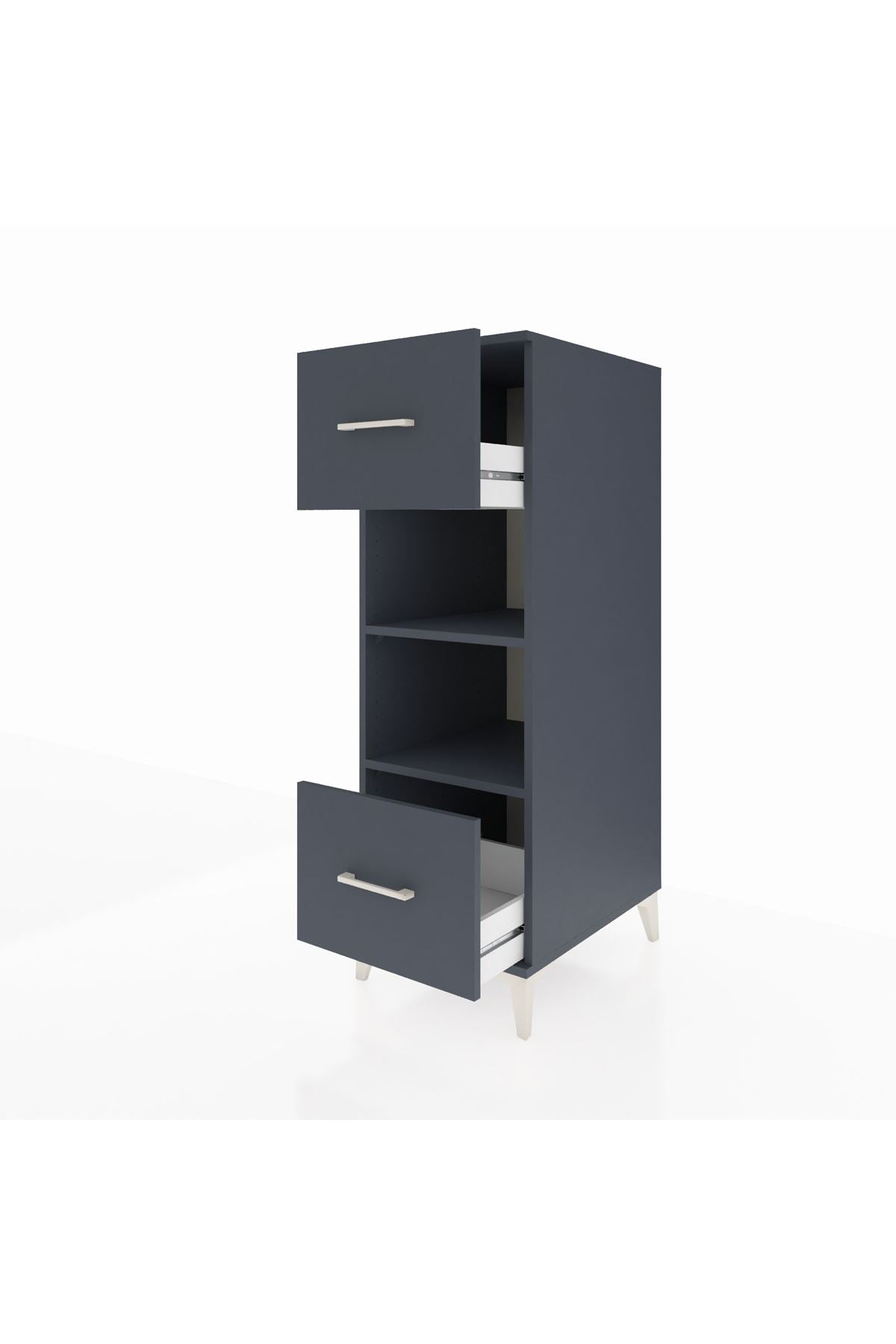 Kronos Dolap 2 Raflı 2 Çekmeceli 44x59x134 Antrasit-Antrasit