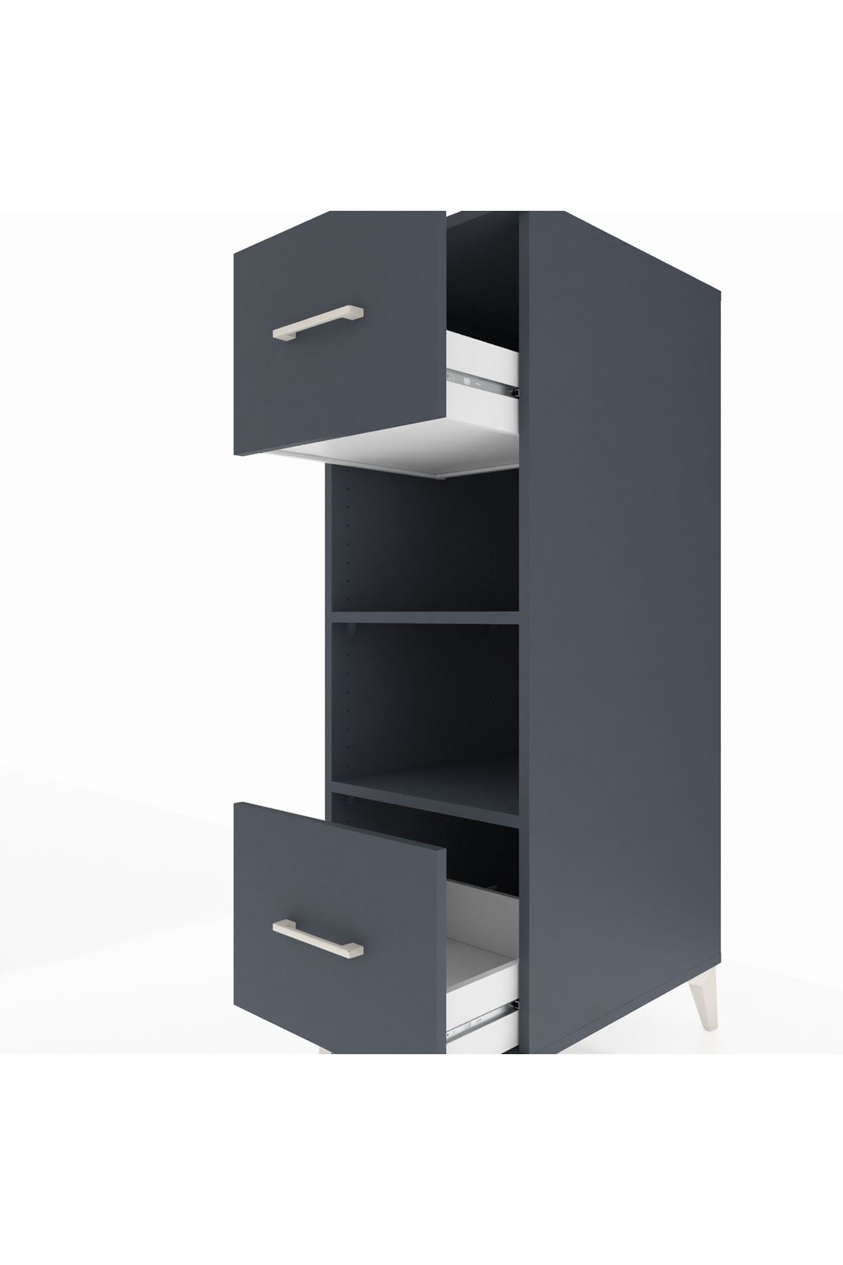 Kronos Dolap 2 Raflı 2 Çekmeceli 44x59x134 Antrasit-Antrasit