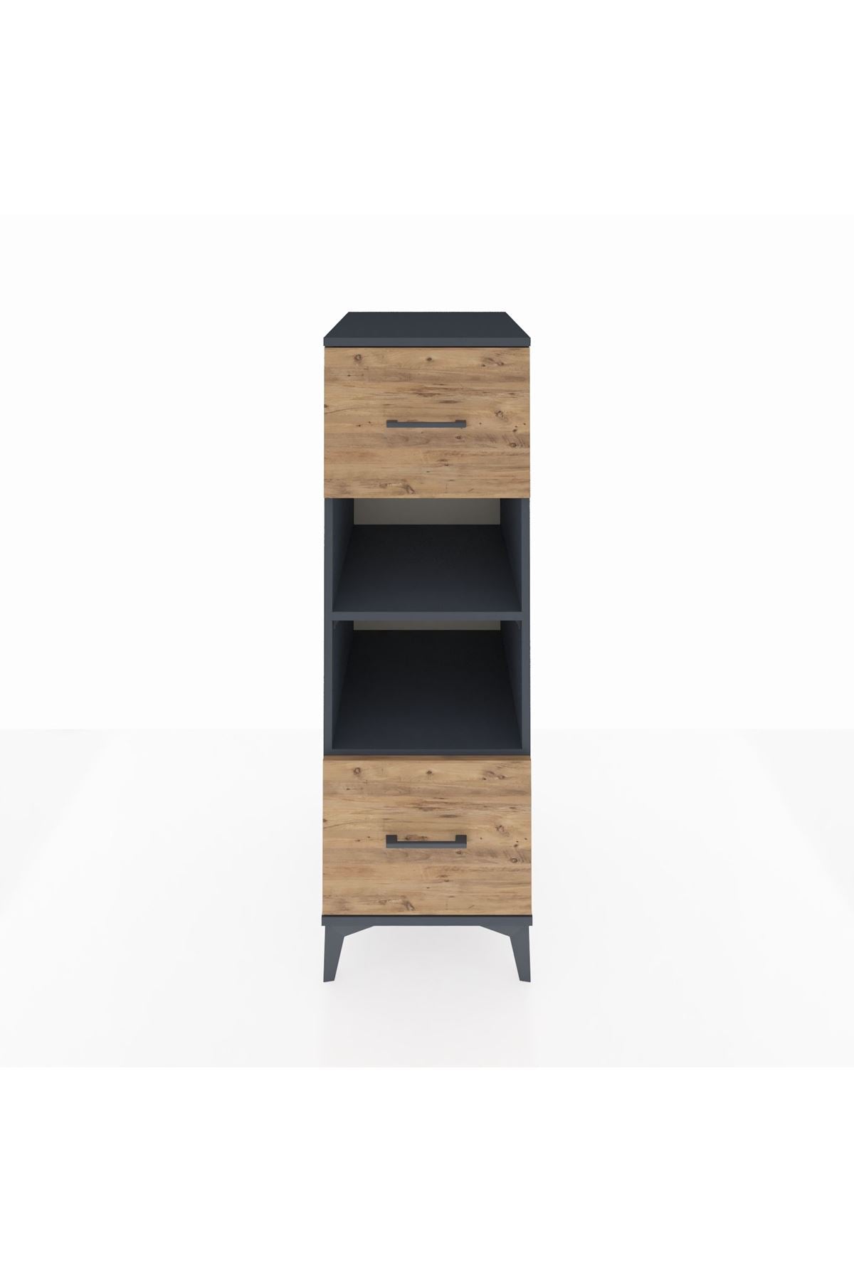 Kronos Dolap 2 Raflı 2 Çekmeceli 44x59x134 Antrasit-Çam