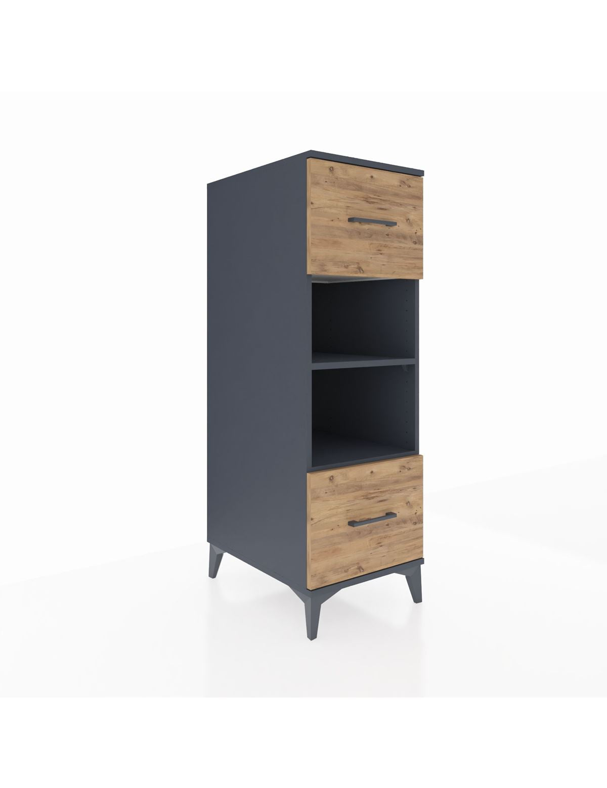 Kronos Dolap 2 Raflı 2 Çekmeceli 44x59x134 Antrasit-Çam