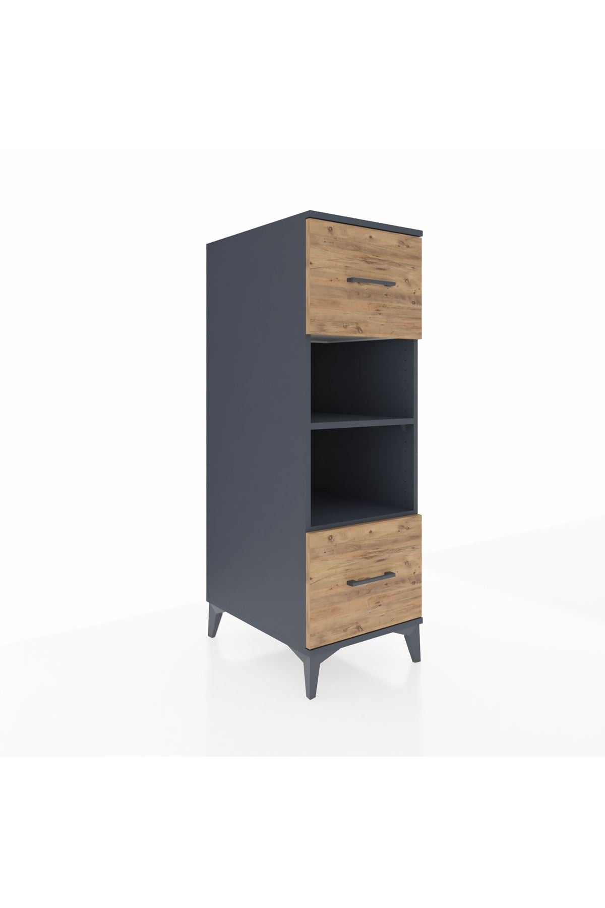 Kronos Dolap 2 Raflı 2 Çekmeceli 44x59x134 Antrasit-Çam