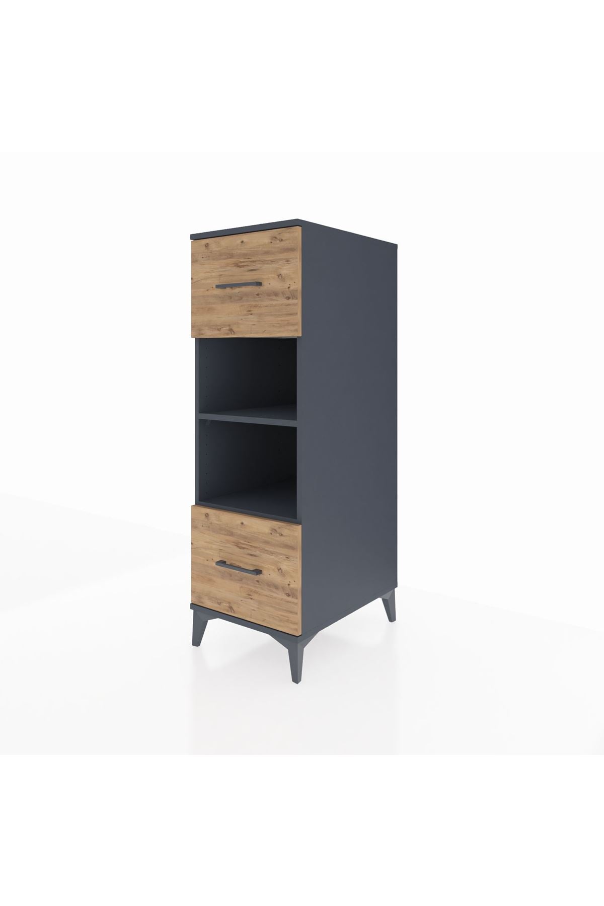 Kronos Dolap 2 Raflı 2 Çekmeceli 44x59x134 Antrasit-Çam