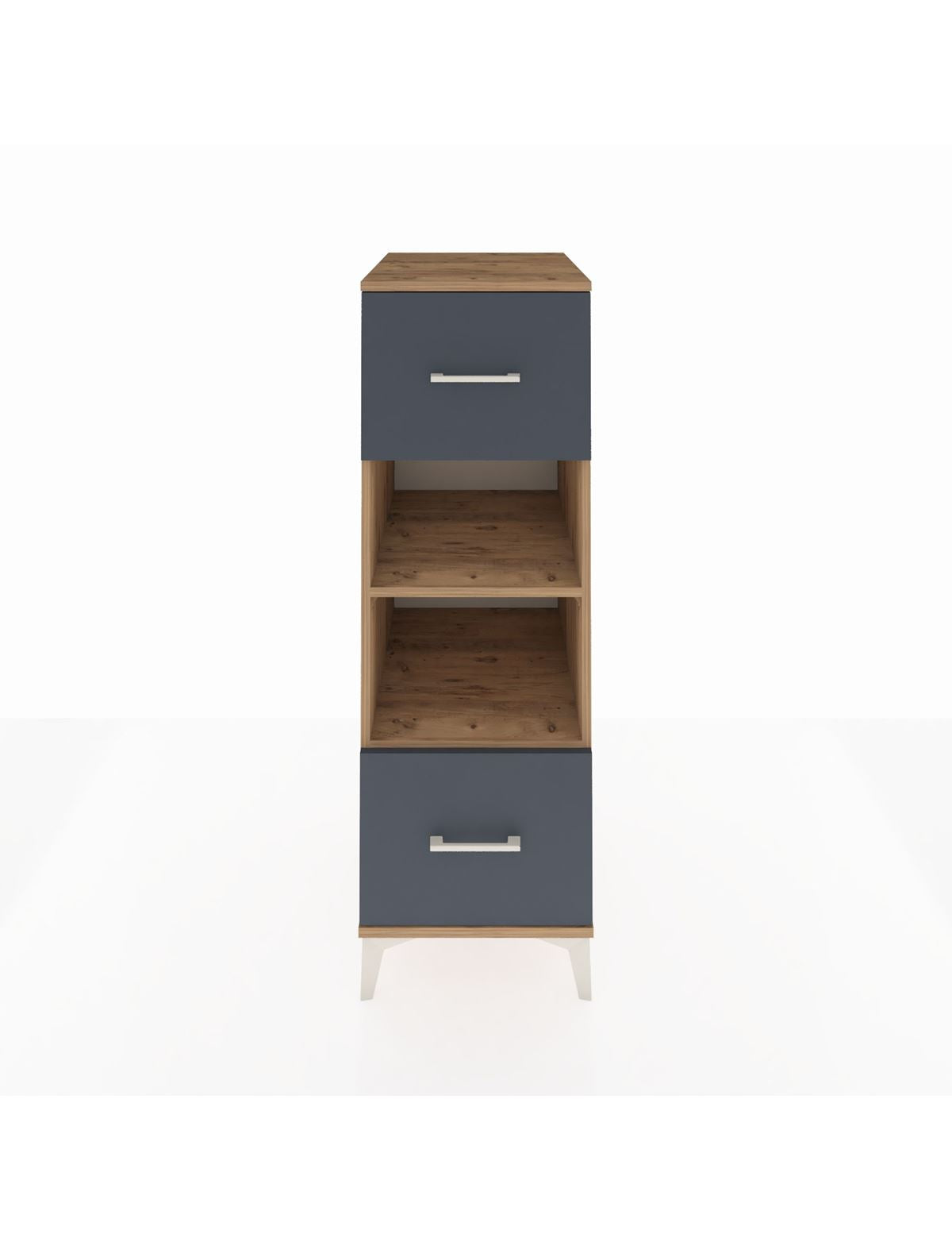 Kronos Dolap 2 Raflı 2 Çekmeceli 44x59x134 Çam-Antrasit