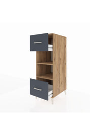 Kronos Dolap 2 Raflı 2 Çekmeceli 44x59x134 Çam-Antrasit