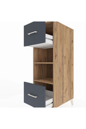 Kronos Dolap 2 Raflı 2 Çekmeceli 44x59x134 Çam-Antrasit