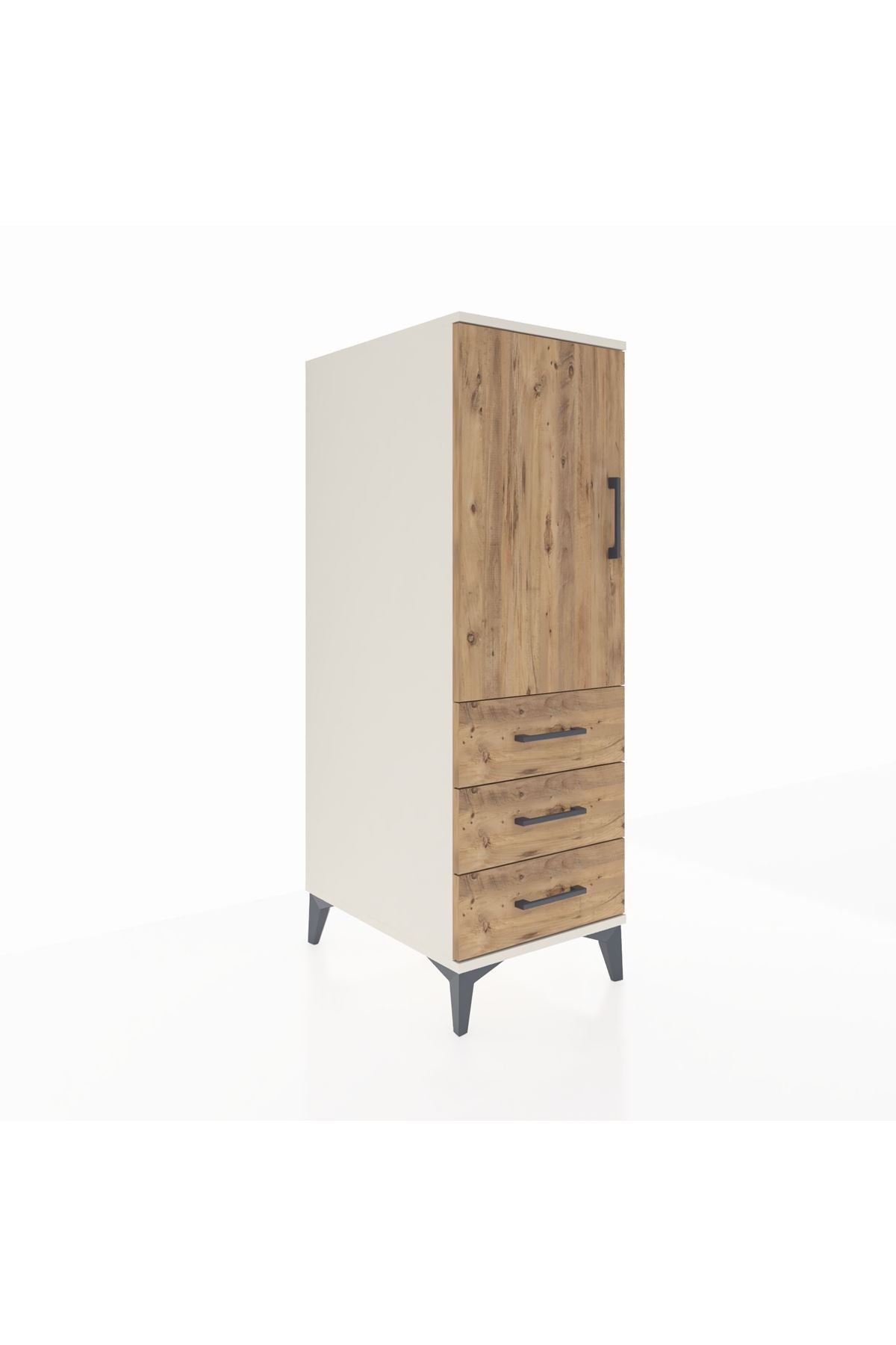 Kronos Dolap 2 Raflı 3 Çekmeceli Tek Kapaklı 44x59x134 Aytaşı-Çam