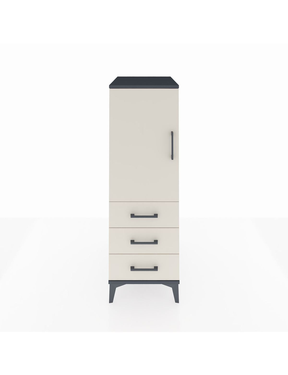 Kronos Dolap 2 Raflı 3 Çekmeceli Tek Kapaklı 44x59x134 Antrasit-Aytaşı