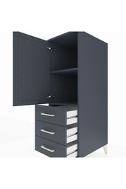 Kronos Dolap 2 Raflı 3 Çekmeceli Tek Kapaklı 44x59x134 Antrasit-Antrasit