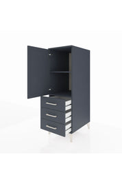 Kronos Dolap 2 Raflı 3 Çekmeceli Tek Kapaklı 44x59x134 Antrasit-Antrasit