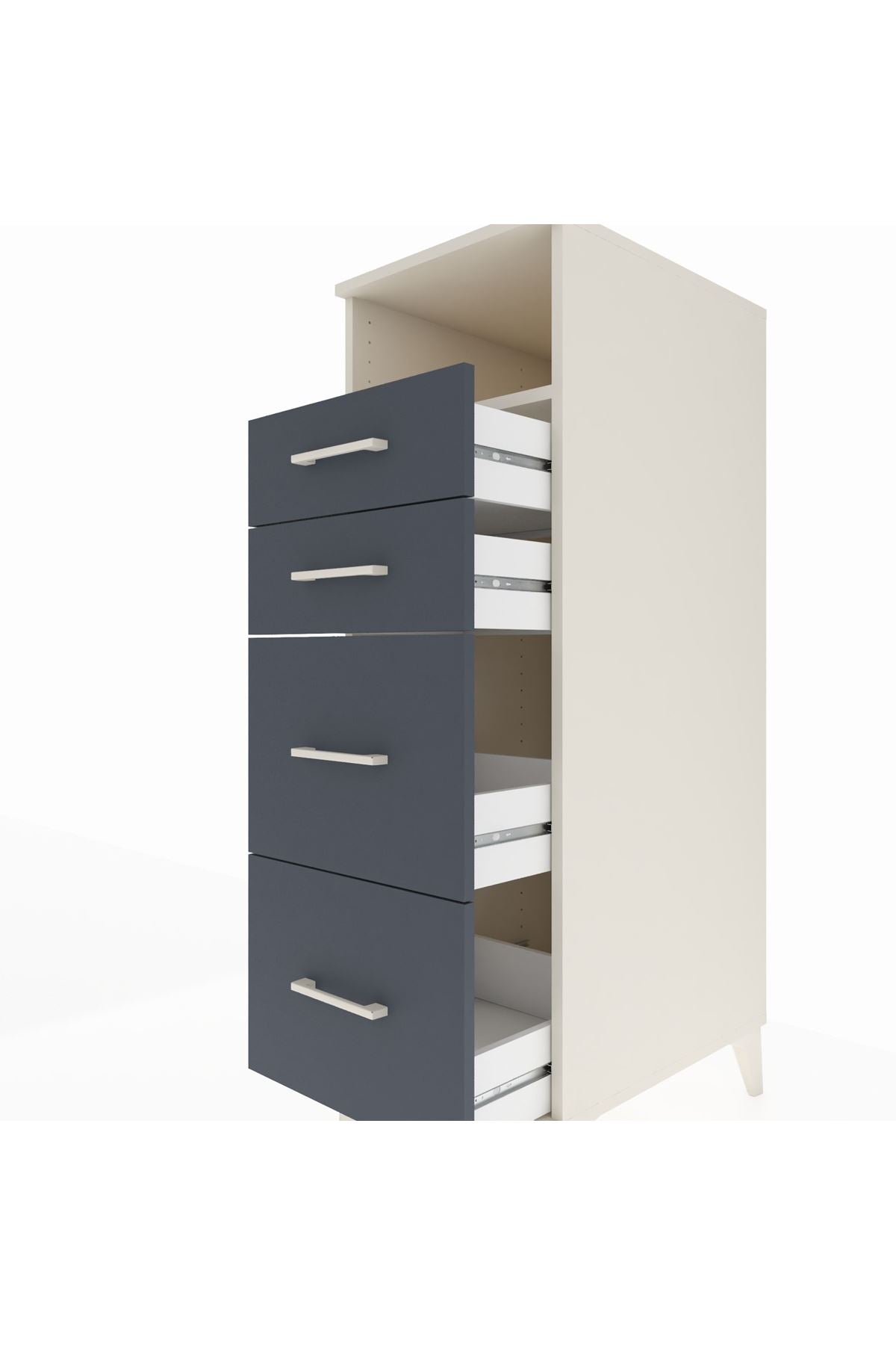 Kronos Dolap Tek Raflı 4 Çekmeceli 44x59x134 Aytaşı-Antrasit