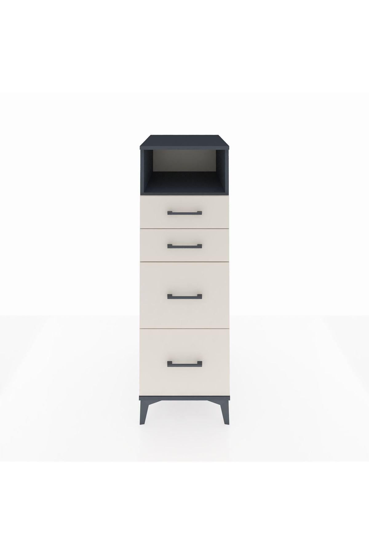 Kronos Dolap Tek Raflı 4 Çekmeceli 44x59x134 Antrasit-Aytaşı