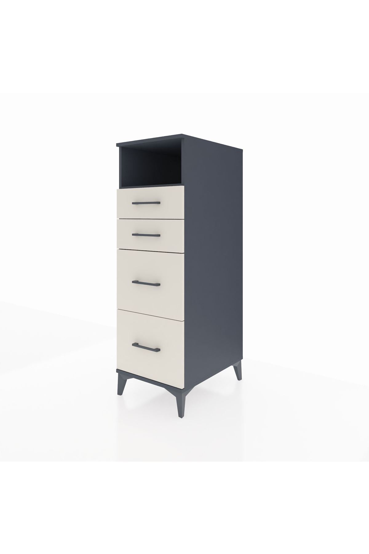 Kronos Dolap Tek Raflı 4 Çekmeceli 44x59x134 Antrasit-Aytaşı