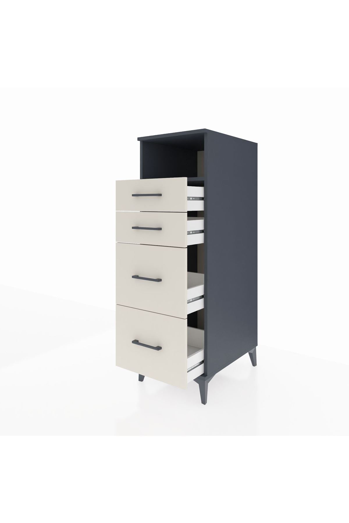 Kronos Dolap Tek Raflı 4 Çekmeceli 44x59x134 Antrasit-Aytaşı