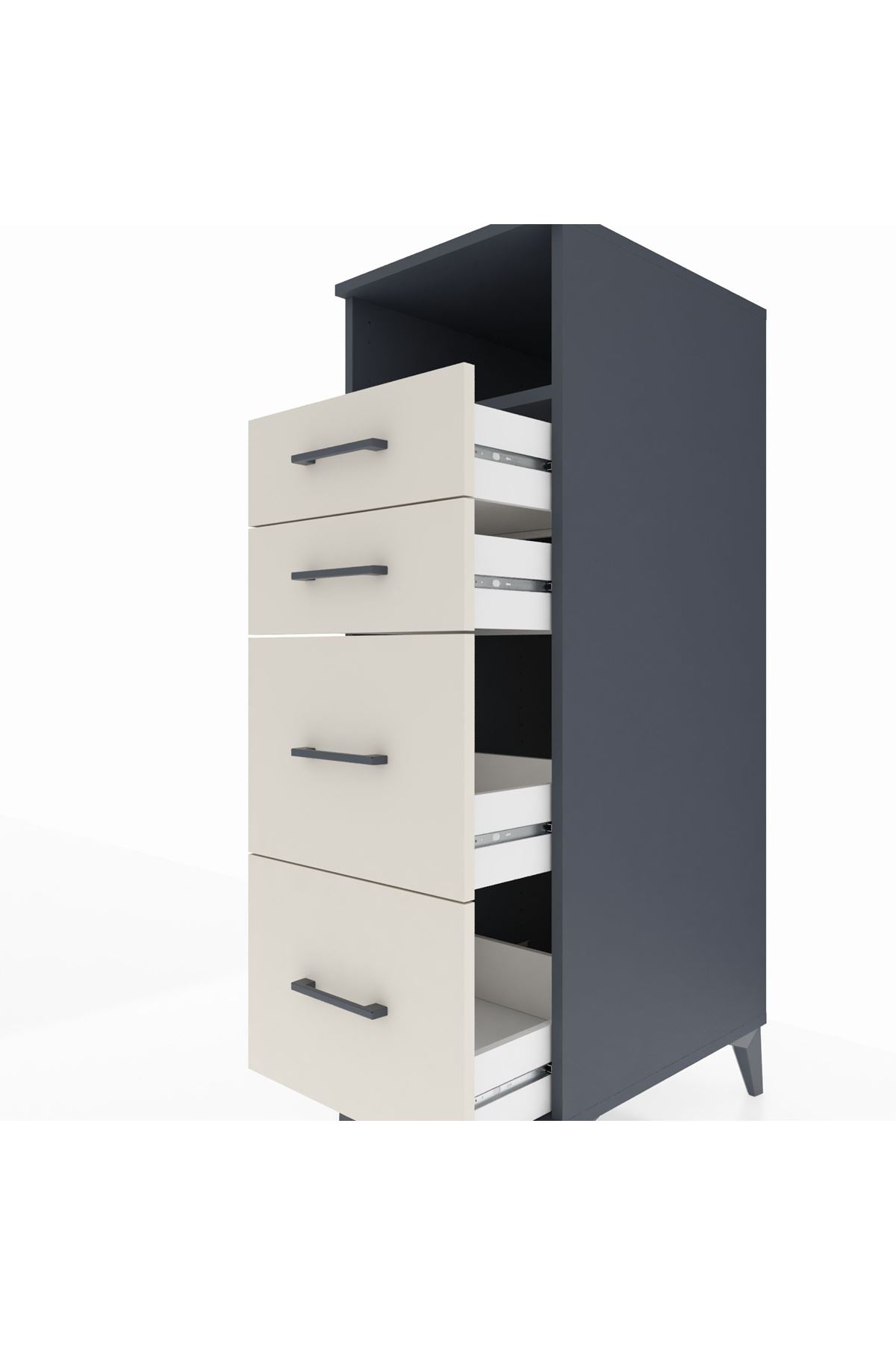 Kronos Dolap Tek Raflı 4 Çekmeceli 44x59x134 Antrasit-Aytaşı