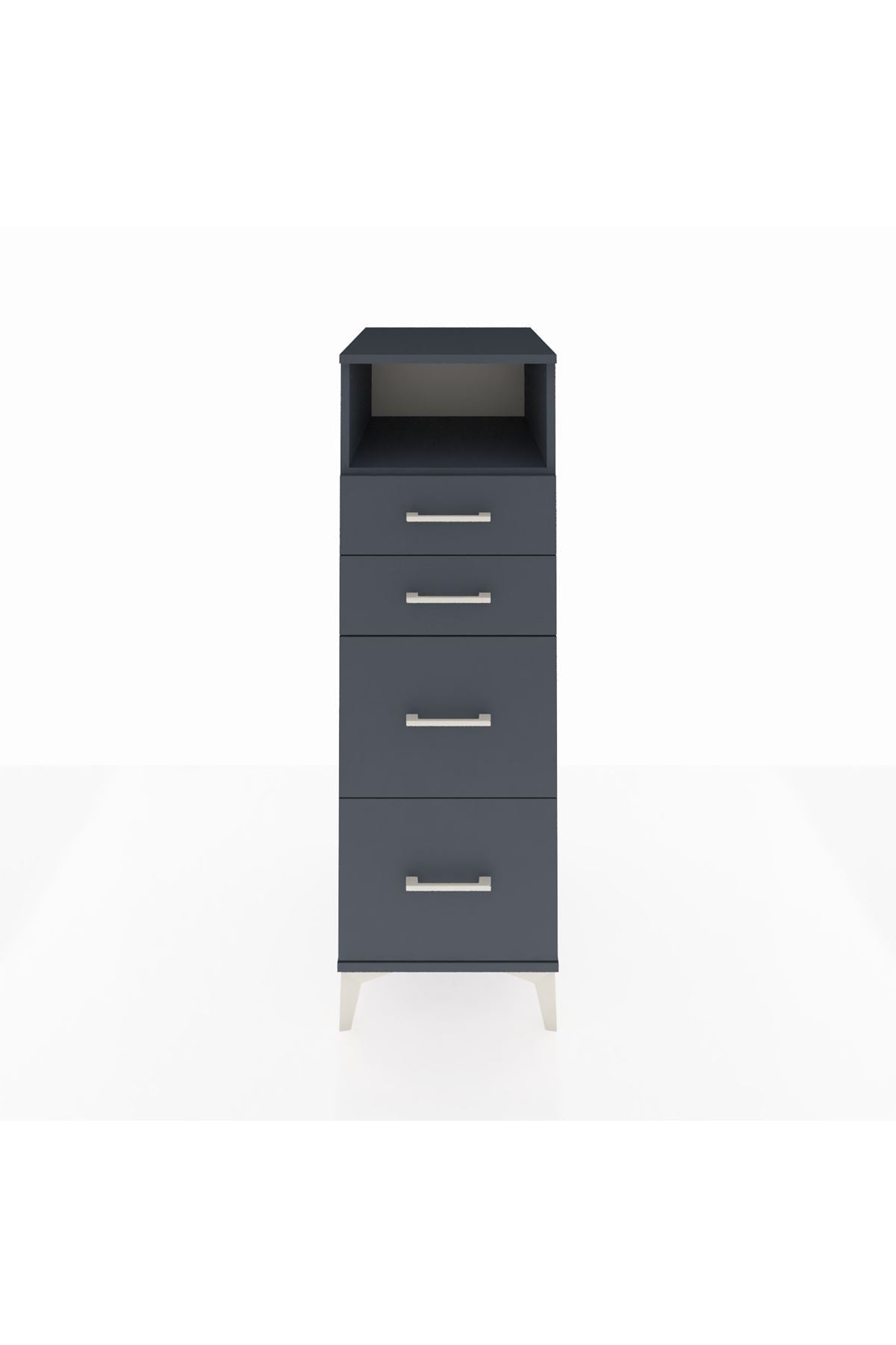 Kronos Dolap Tek Raflı 4 Çekmeceli 44x59x134 Antrasit-Antrasit