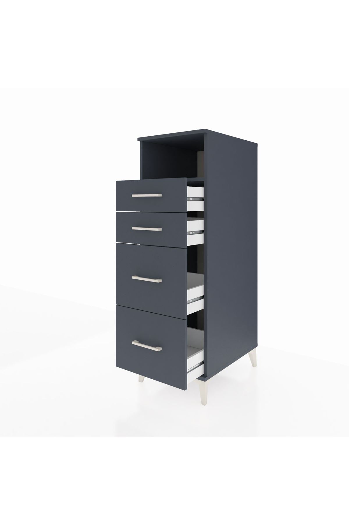 Kronos Dolap Tek Raflı 4 Çekmeceli 44x59x134 Antrasit-Antrasit