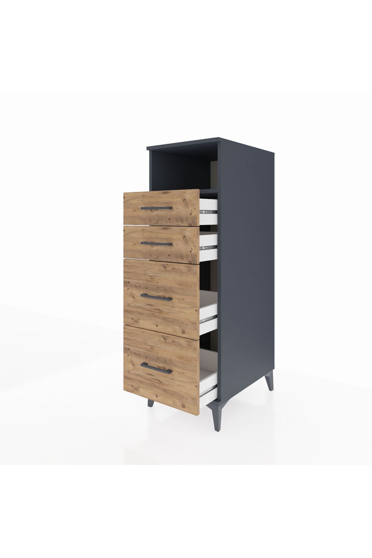 Kronos Dolap Tek Raflı 4 Çekmeceli 44x59x134 Antrasit-Çam