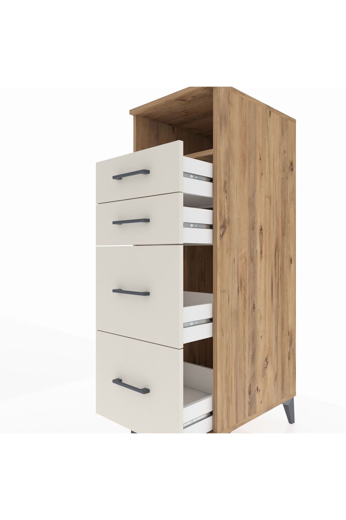Kronos Dolap Tek Raflı 4 Çekmeceli 44x59x134 Çam-Aytaşı