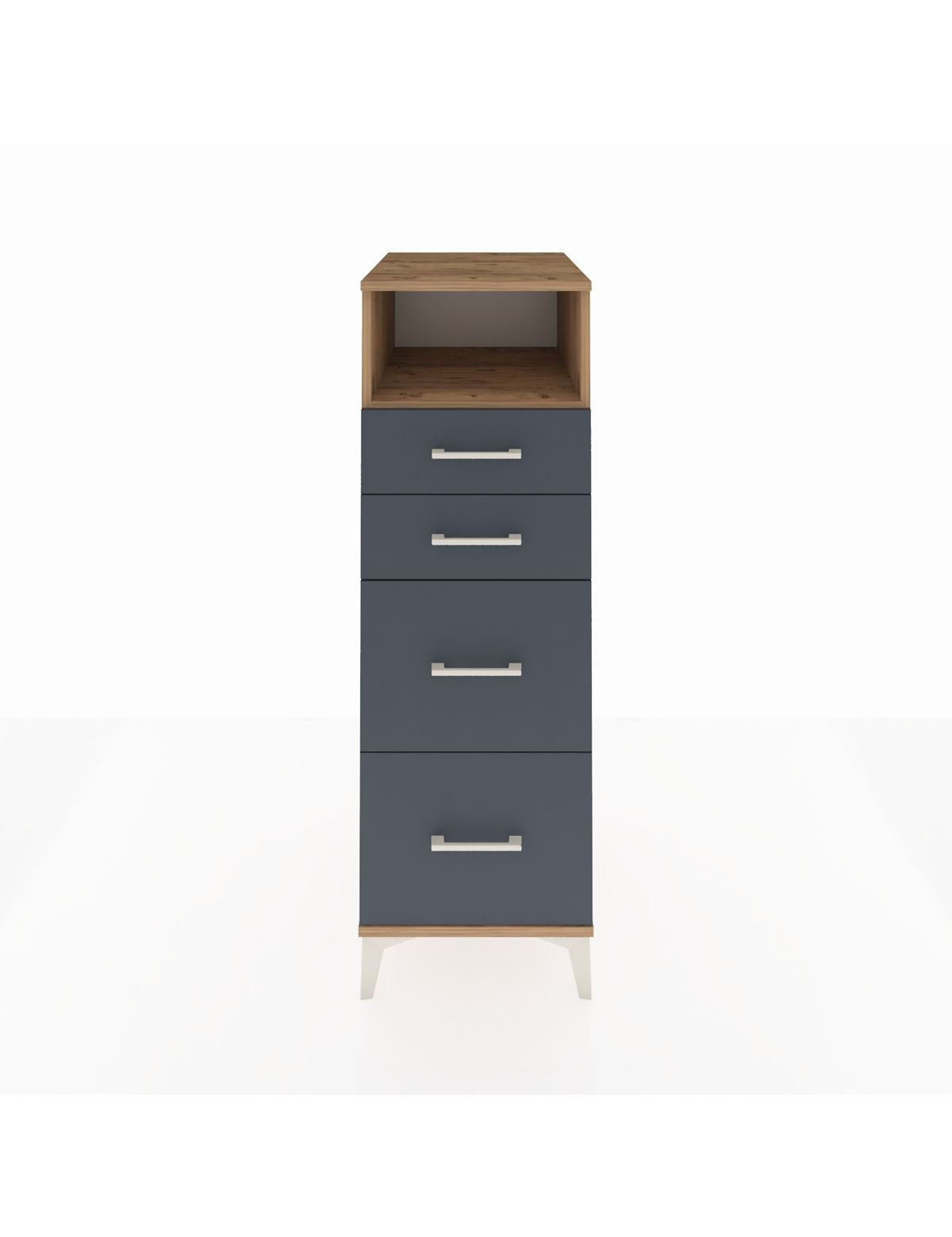 Kronos Dolap Tek Raflı 4 Çekmeceli 44x59x134 Çam-Antrasit