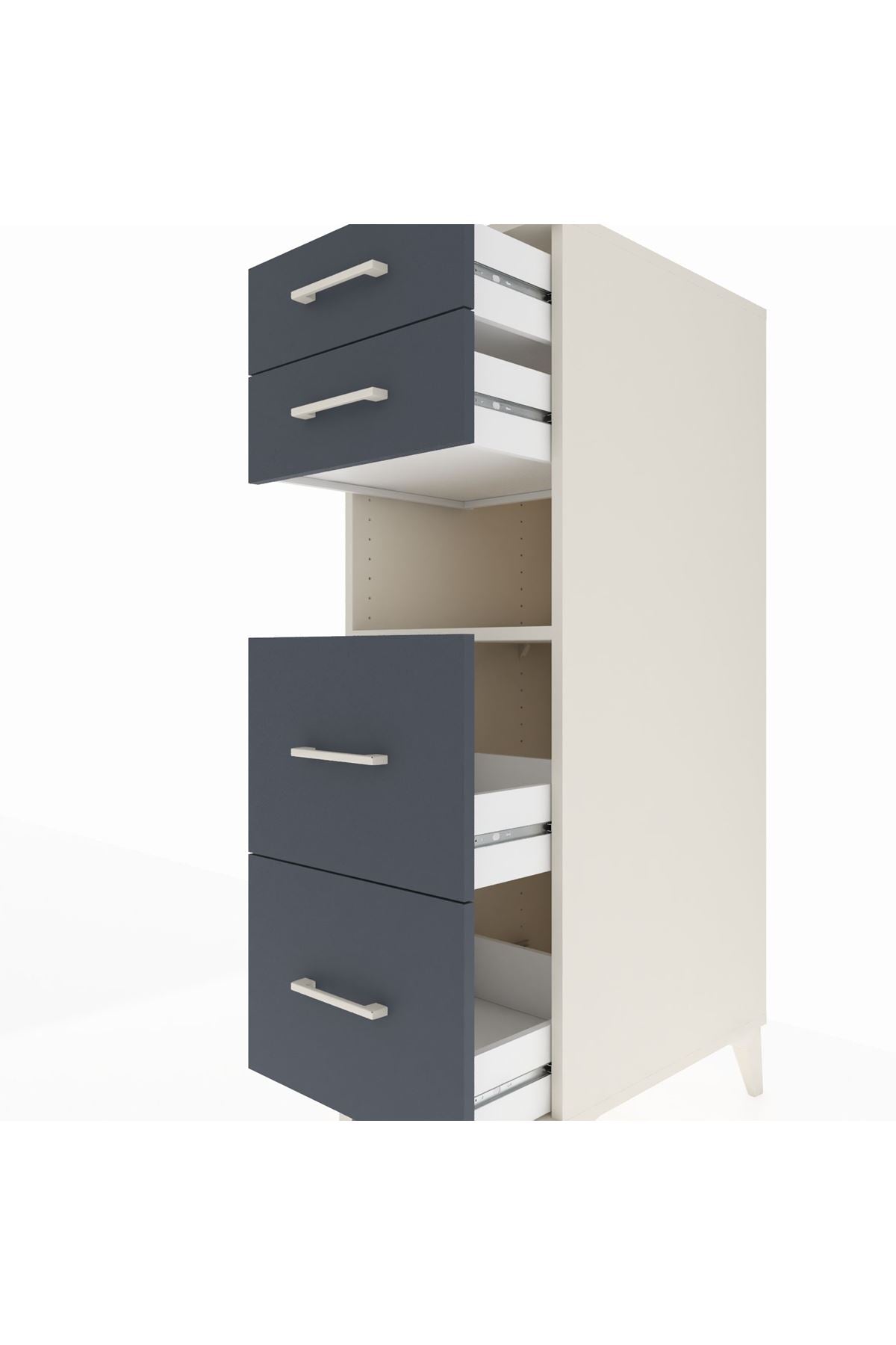 Kronos Dolap Tek Raflı 4 Çekmeceli 44x59x134 Aytaşı-Antrasit