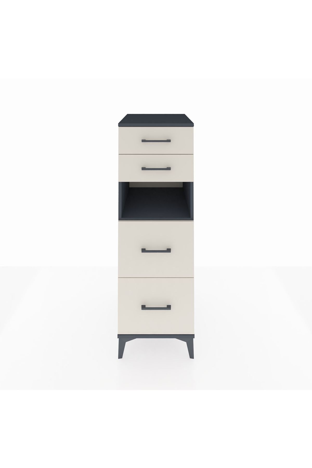 Kronos Dolap Tek Raflı 4 Çekmeceli 44x59x134 Antrasit-Aytaşı