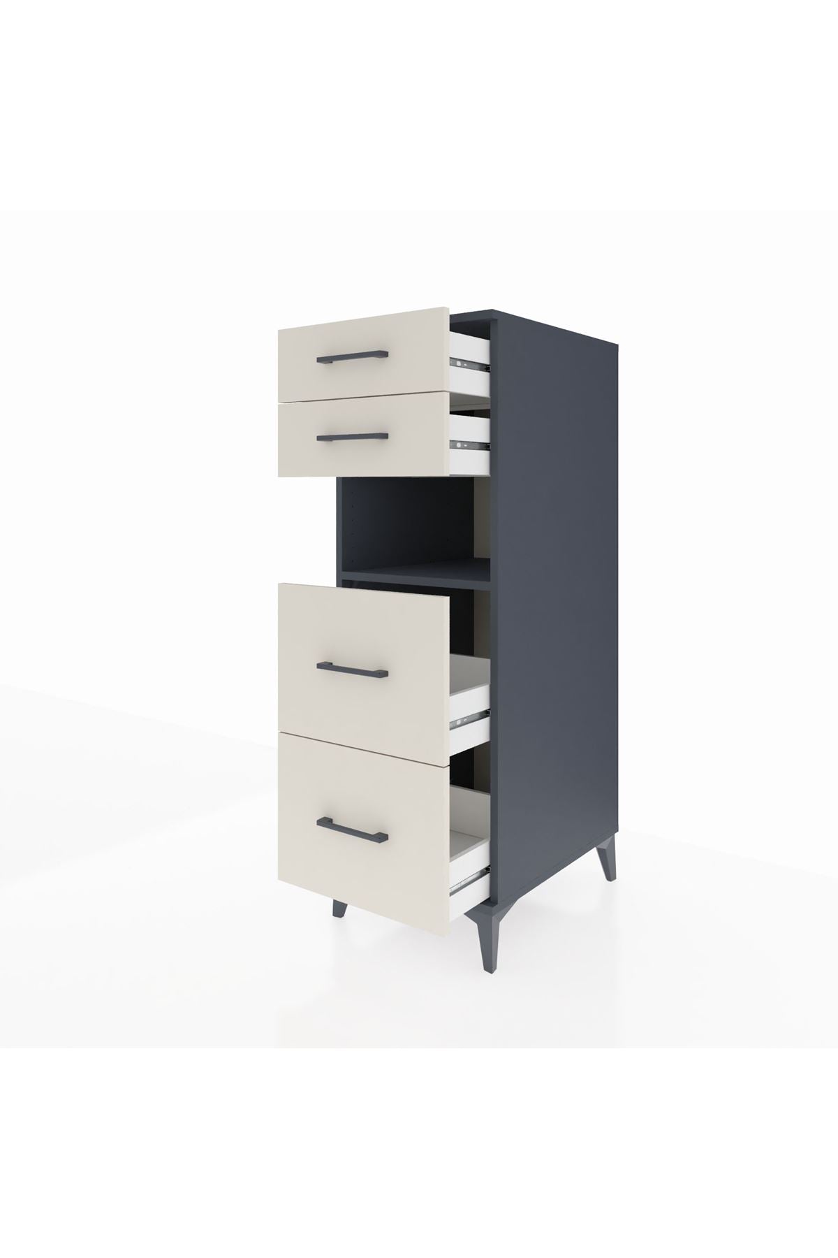 Kronos Dolap Tek Raflı 4 Çekmeceli 44x59x134 Antrasit-Aytaşı