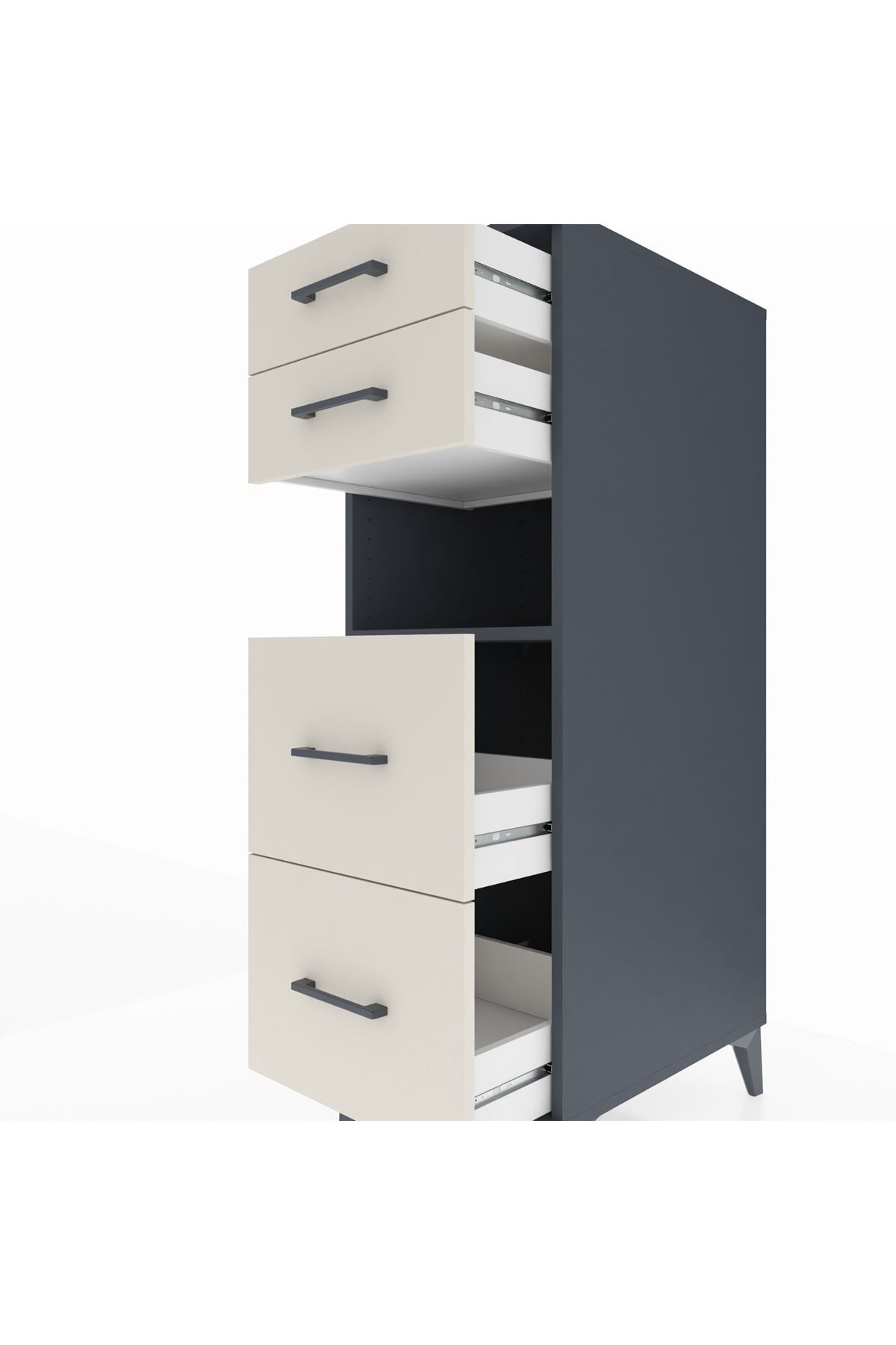 Kronos Dolap Tek Raflı 4 Çekmeceli 44x59x134 Antrasit-Aytaşı