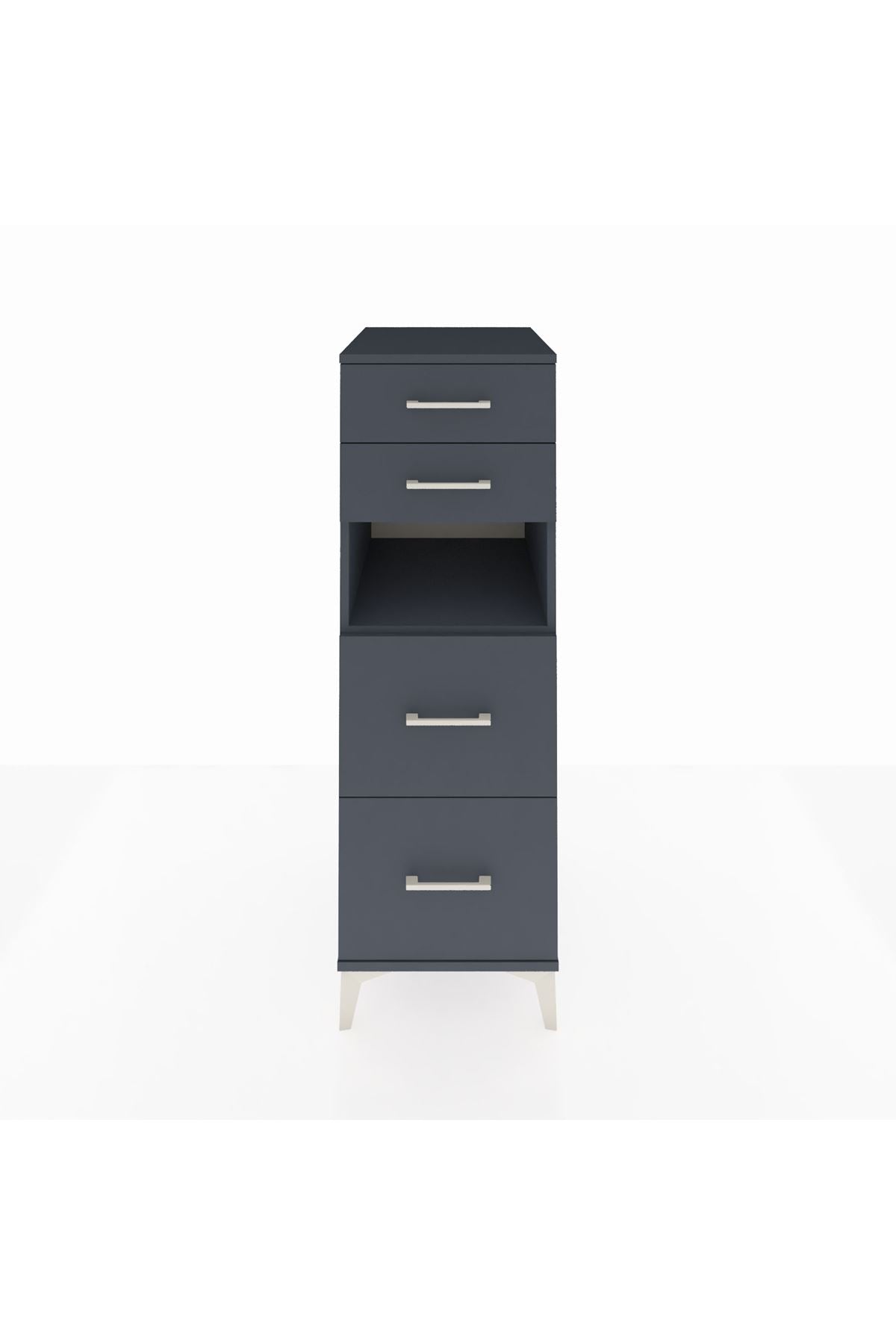 Kronos Dolap Tek Raflı 4 Çekmeceli 44x59x134 Antrasit-Antrasit