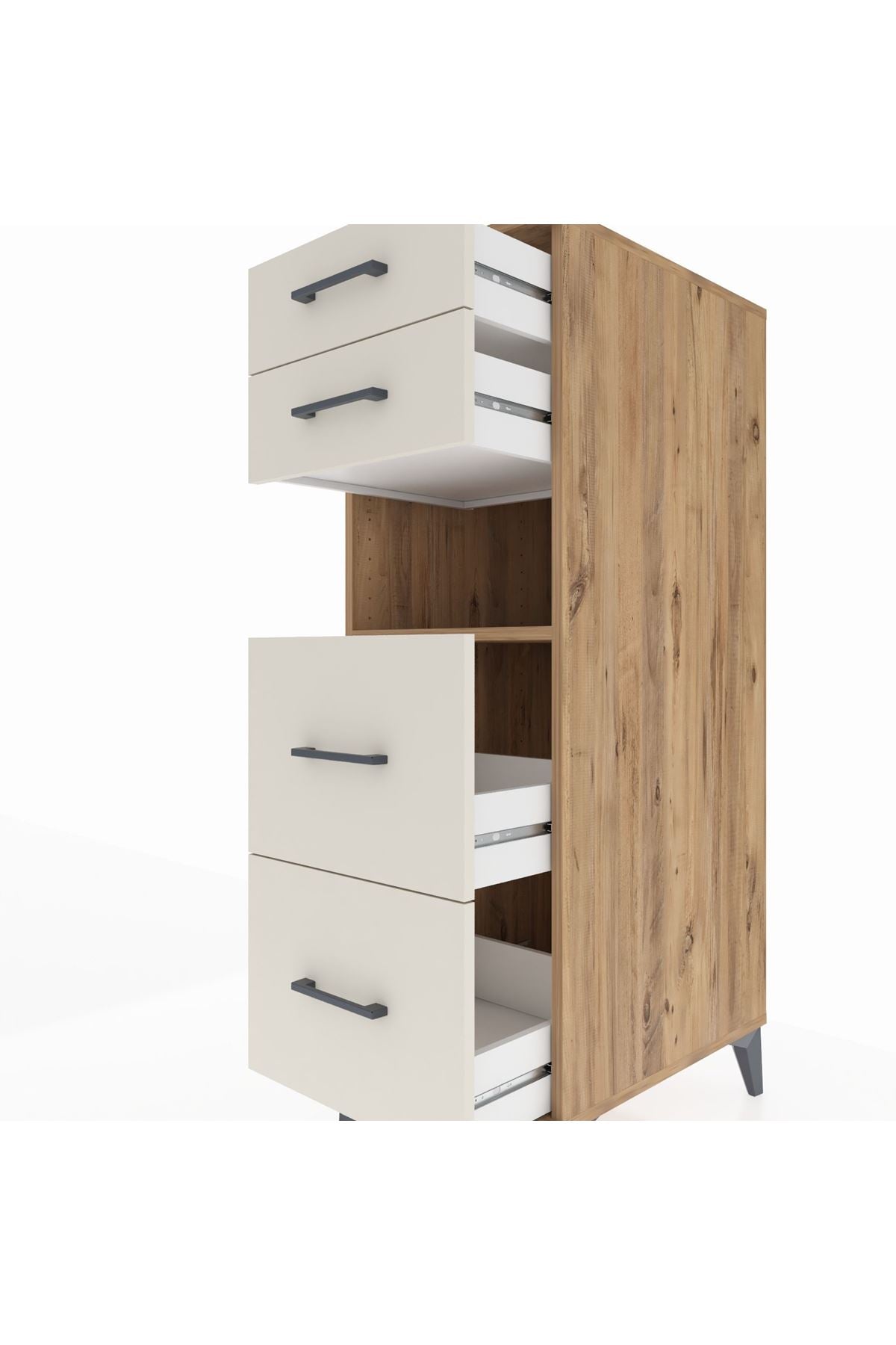 Kronos Dolap Tek Raflı 4 Çekmeceli 44x59x134 Çam-Aytaşı