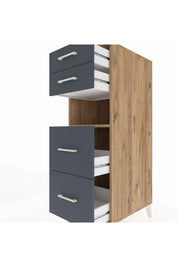 Kronos Dolap Tek Raflı 4 Çekmeceli 44x59x134 Çam-Antrasit