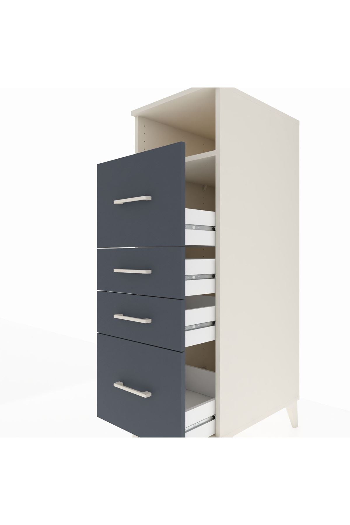 Kronos Dolap Tek Raflı 4 Çekmeceli 44x59x134 Aytaşı-Antrasit