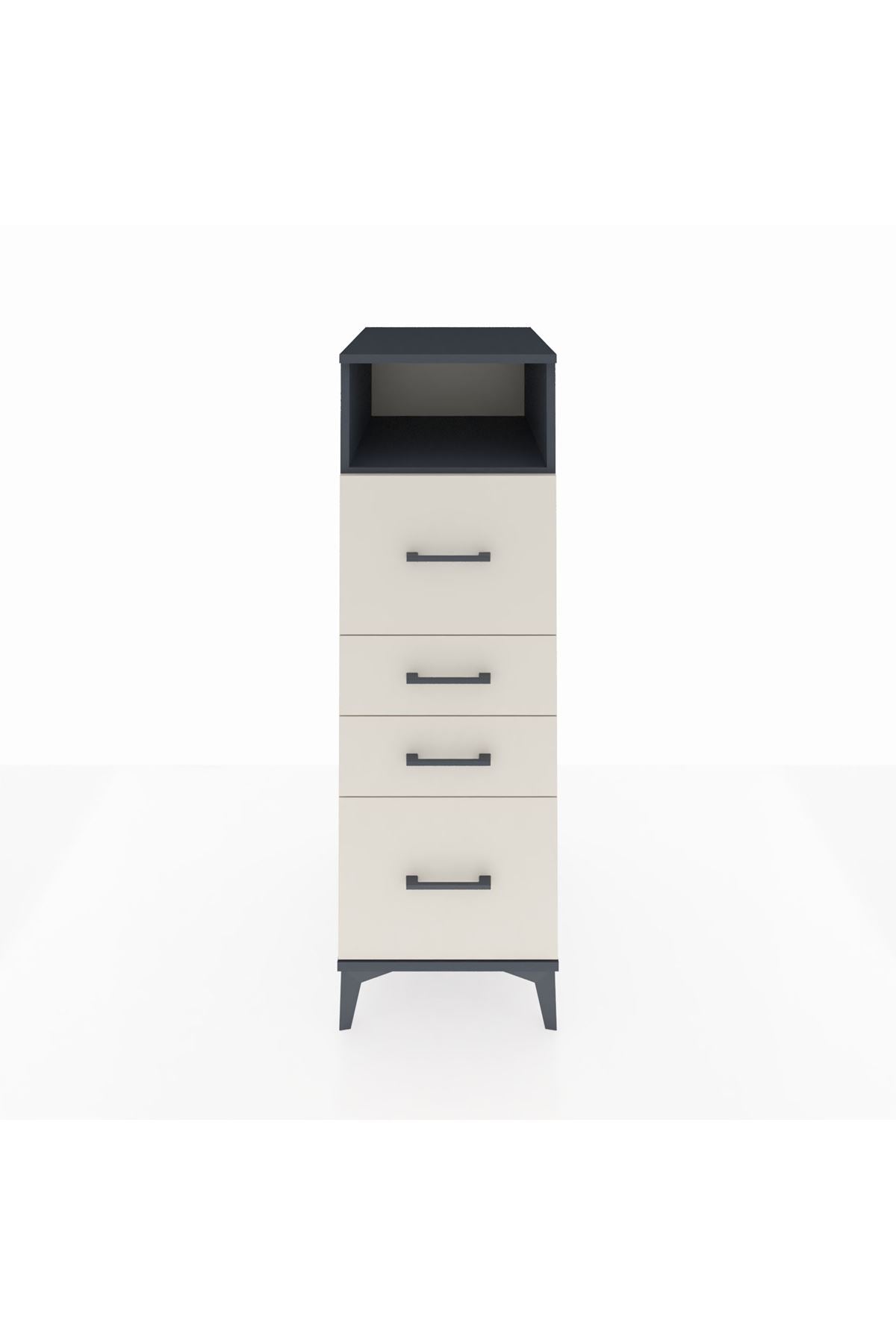 Kronos Dolap Tek Raflı 4 Çekmeceli 44x59x134 Antrasit-Aytaşı