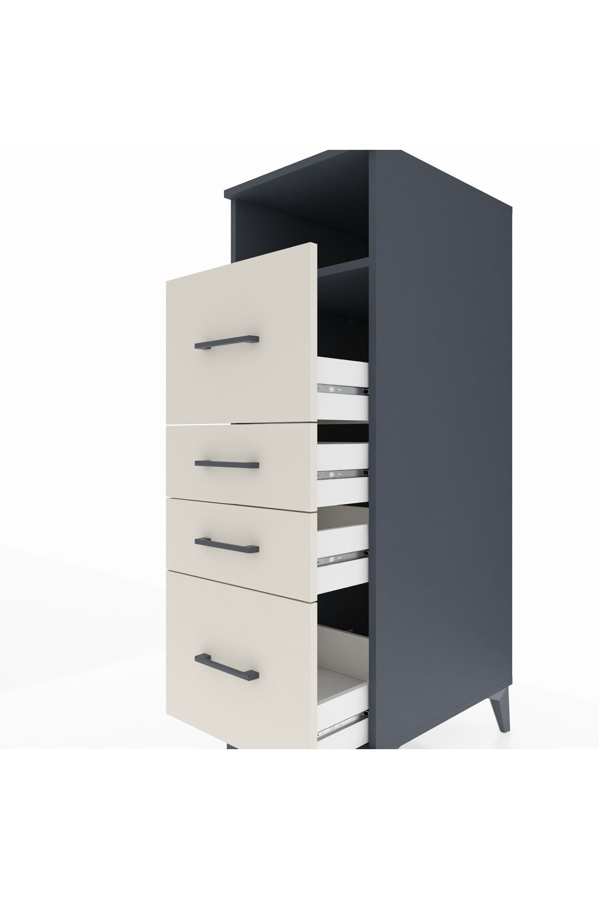 Kronos Dolap Tek Raflı 4 Çekmeceli 44x59x134 Antrasit-Aytaşı