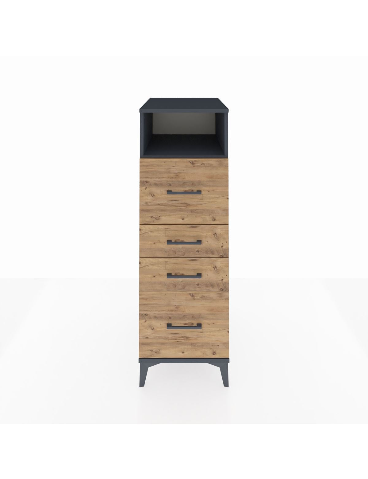 Kronos Dolap Tek Raflı 4 Çekmeceli 44x59x134 Antrasit-Çam