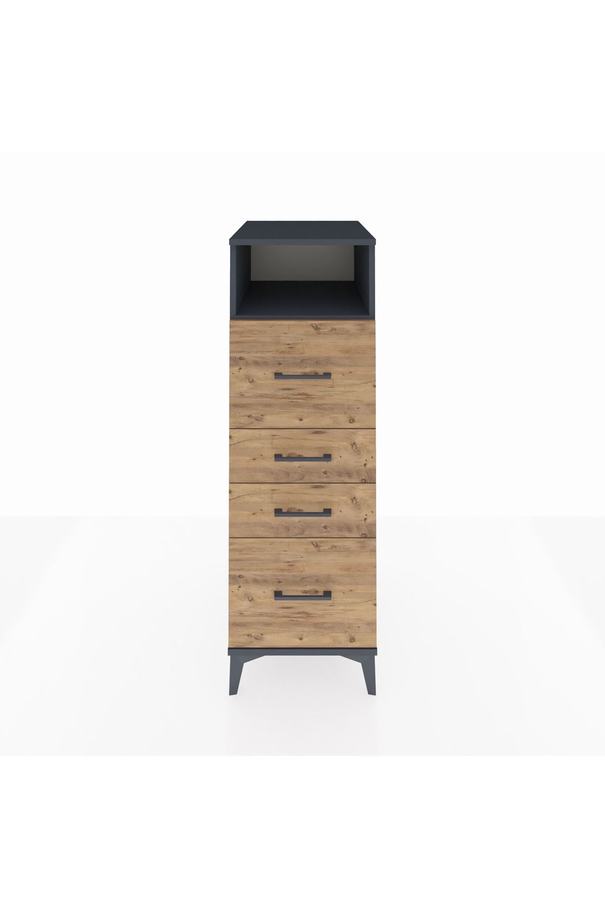 Kronos Dolap Tek Raflı 4 Çekmeceli 44x59x134 Antrasit-Çam