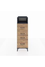 Kronos Dolap Tek Raflı 4 Çekmeceli 44x59x134 Antrasit-Çam