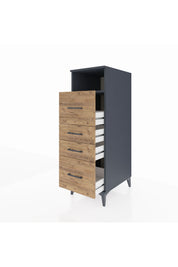 Kronos Dolap Tek Raflı 4 Çekmeceli 44x59x134 Antrasit-Çam