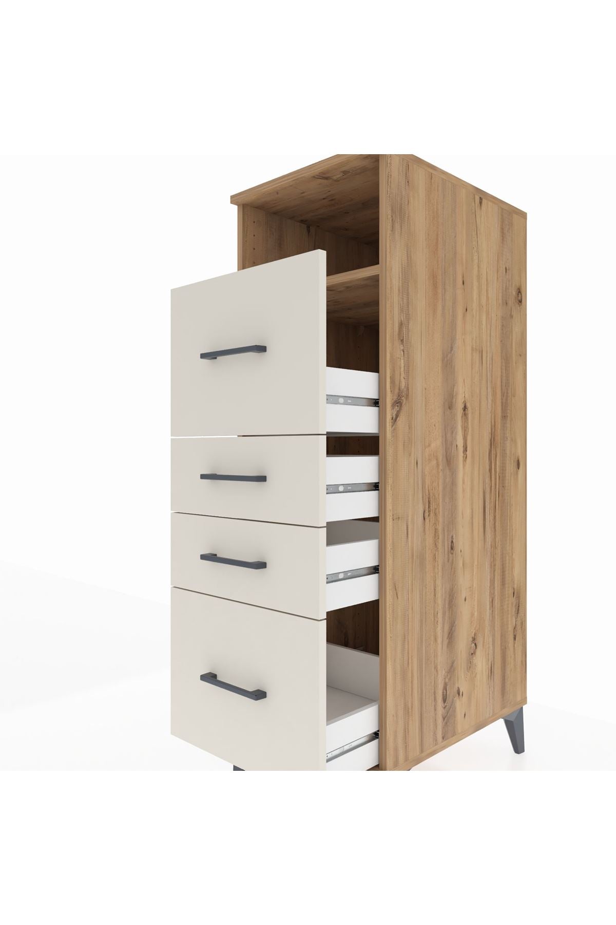 Kronos Dolap Tek Raflı 4 Çekmeceli 44x59x134 Çam-Aytaşı