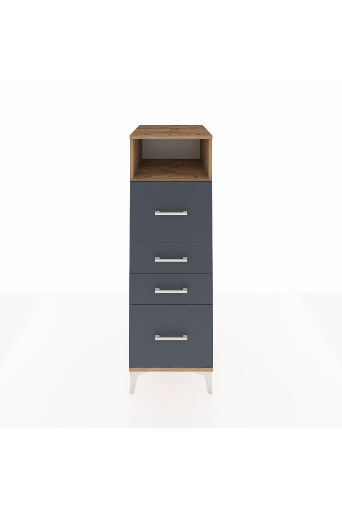 Kronos Dolap Tek Raflı 4 Çekmeceli 44x59x134 Çam-Antrasit